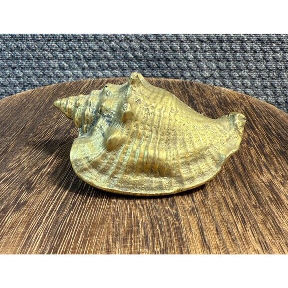 Brass Conch Shell Nautical Seashell Beach Ocean Heavy 3” Paperweight - Picture 1 of 6